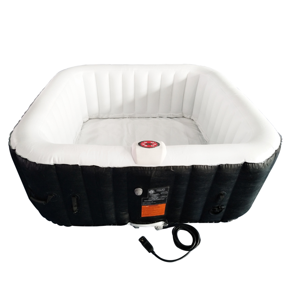 ALEKO Square Inflatable Hot Tub Spa With Cover 6 Person 250 Gallon Black and White by ALEKO
