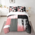 thumbnail image 2 of Manfei Pink Grey Abstract Twin Bedding Sets 7-Piece, Chic Minimalism Bedding Comforter Set, Teen Child Kid Adult Reversible Sheet Sets, Microfiber Bedroom Decor, 2 of 7