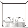 thumbnail image 5 of Castle Place Ornate Ironwork Queen Metal Platform Canopy Bed, Brown, 5 of 8