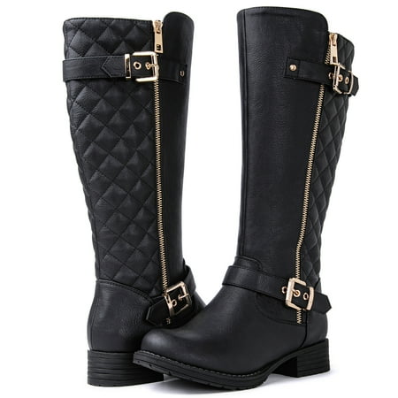 

GLOBALWIN Women s 19YY03 Black Quilted Knee-High Fashion Boots 14M