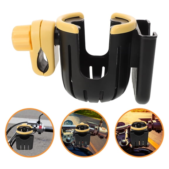 LOLIPPYY Easy Install Yellow Motorcycle Drink Holder with Phone Mount for Scooters, ATVs, and Bikes - and Universal Fit