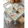thumbnail image 2 of Teal Red Coastal Suqare Tablecloth - 54 x 54 Inch, Nautical Seahorse Beach Coral Starfish Beige Waterproof & StainResistant Tablecloth, Washable Oil-proof Table Cover for Dining/Party/Wedding/Buffet, 2 of 9