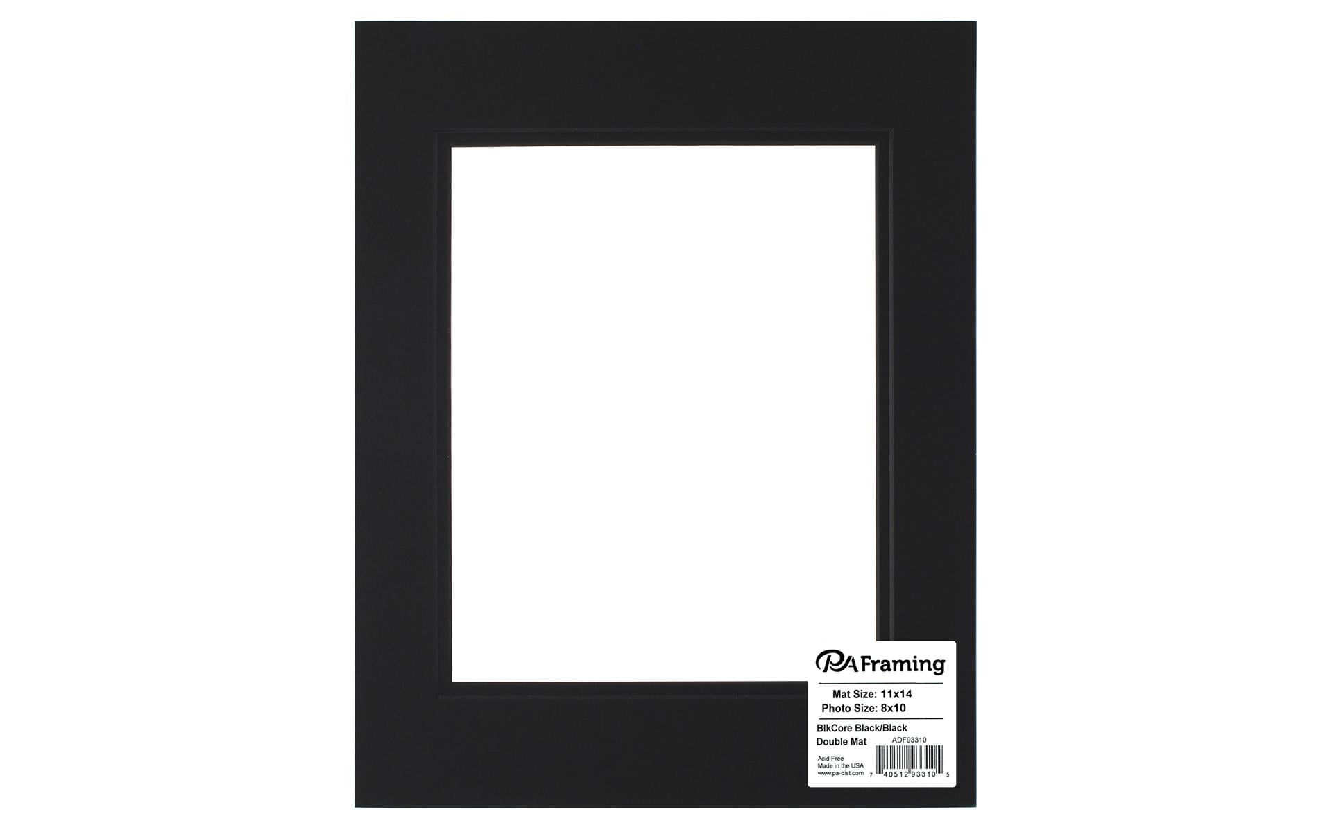 PA Framing Mat Double 11"x 14"/8"x 10" Black Core Black/Black Walmart