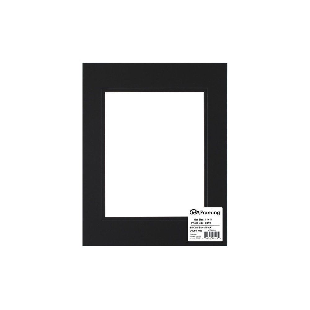 PA Framing Mat Double 11"x 14"/8"x 10" Black Core Black/Black Walmart