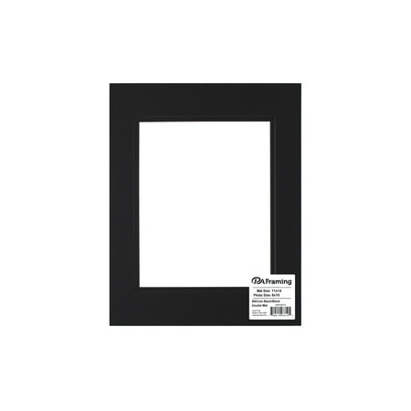PA Framing Mat Double 11"x 14"/8"x 10" Black Core Black/Black