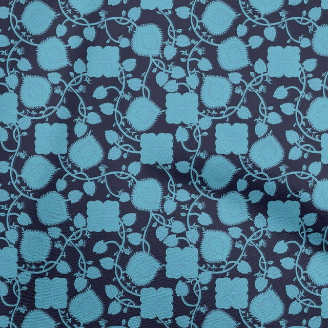 oneOone Tissu Popeline de Coton Bleu Moyen Matériel de Robe Florale Tissu Imprimé Tissu au Mètre 56 Pouces de Large