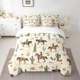 thumbnail image 2 of Homewish Cartoon Western Cowboy Twin Bedding Sets 7-Piece for Kids, Rustic Horse Animal Bedding Comforter Set, Cactus Plant Reversible Sheet Sets, Lightweight Room Decor, 2 of 7