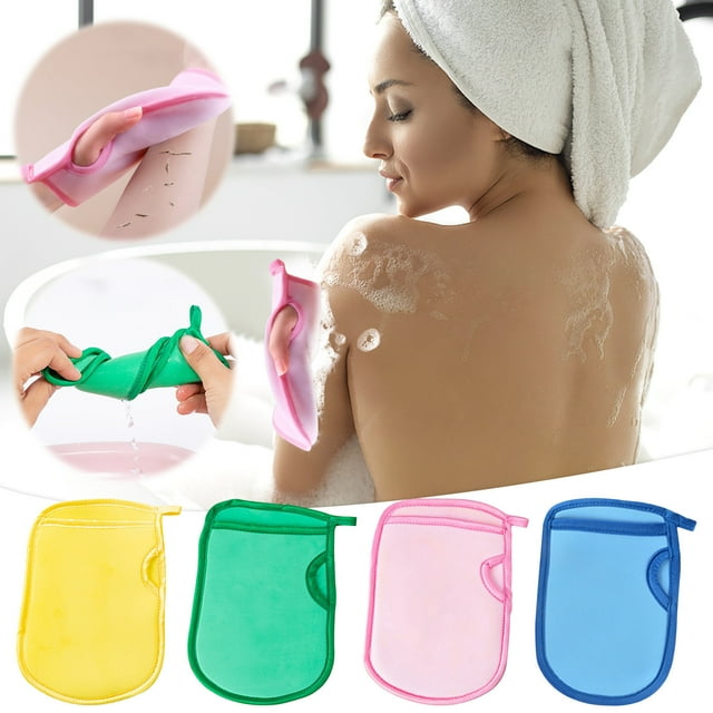 Xihbxyly Guantes de Baño Exfoliantes de Doble Cara, Eliminan La Suciedad y La Piel Muerta, Dejan La Piel Suave y Tersa, Herramienta de Ducha Portátil, Cuidado Corporal, Tamaño 19,5 X 13,5 Cm