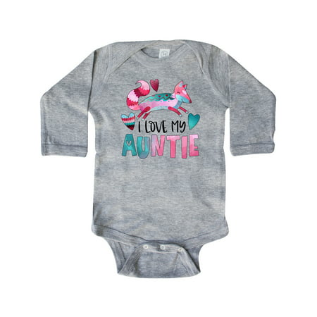 

Inktastic I Love My Auntie Pink and Blue Fox with Hearts Gift Baby Boy or Baby Girl Long Sleeve Bodysuit
