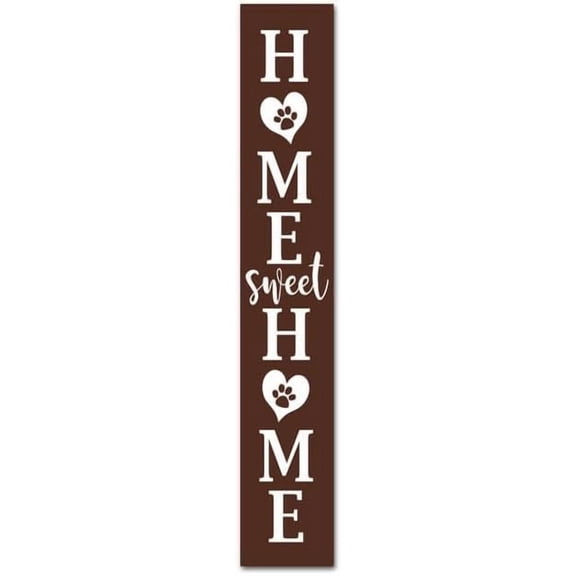 Rustic Farmhouse Home Sweet Home Sign Wood Welcome Vertical Sign for Front Door Heart Dog Claw Printing Home Decor Buffalo Plaid Wall Decor For Front Door Porch Stand Decor Wood Sign 6x16 Inch;