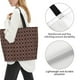 thumbnail image 3 of Balery Brown Gold Grid Bolsa Tote Estilo Estético con Cremalleras, Bolsa de Hombro, Bolsa de Compras Grande y Plegable, 3 of 8
