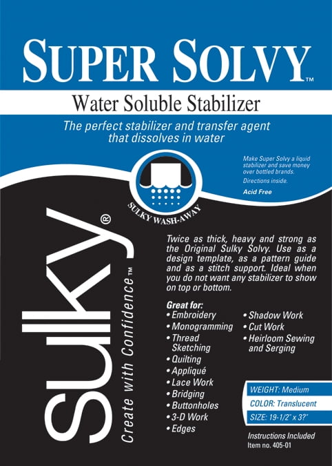 Sulky Super Solvy Water Soluble Stabilizer, 19-1/2' x 36',  Medium Weight