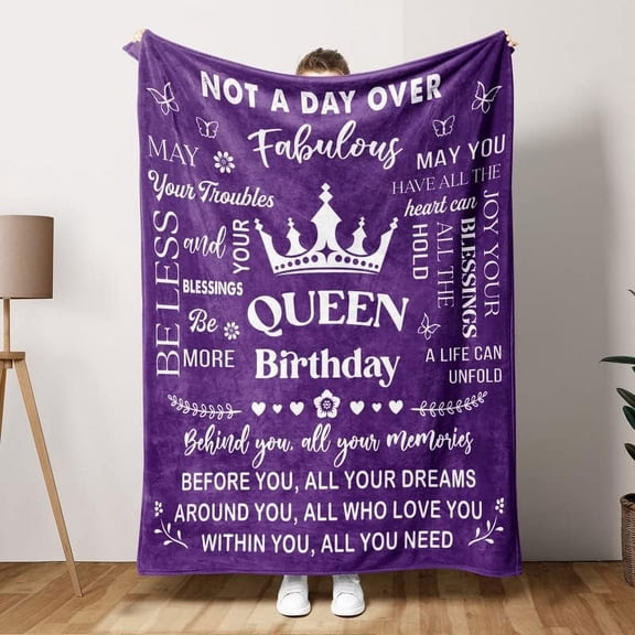 Birthday Gifts For Women- Queen Birthday Throw Blanket 50"x60", Gifts for Women Birthday Unique, Daughter, Grandma, Mom Birthday Gifts, Women Birthday Gift Ideas for Friends, Wife, Sister, Girlfriend