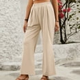 thumbnail image 4 of Timegard Wide Leg Pants for Women Elastic Waisted Ruched Comfy Summer Casual Loose Trousers with Pockets, 4 of 5