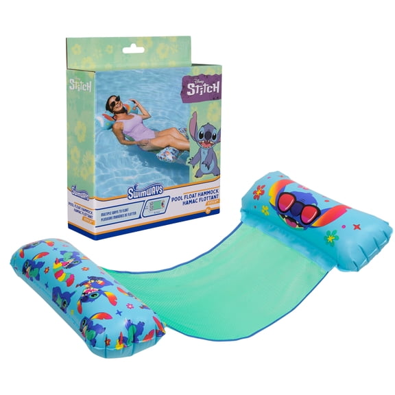 SwimWays Stitch Swim Hammock Pool Float, Floatie for Kids & Adults, Personal Flotation Device for Swimming Pools, Disney Outdoor Toys for Ages 15 & Up
