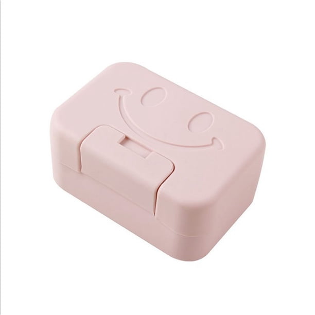 Matsuzay Caja de jabón de viaje a prueba de agua, soporte para baño, con tapa a prueba de fugas, bloqueable, plástico encantador Juegos de accesorios de baño Rosa