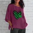 thumbnail image 3 of Aayomet St Patrick's Day Womens Tops Women's Standard-Fit Short-Sleeve Long-Line Scoopneck T-Shirt,Purple M, 3 of 4