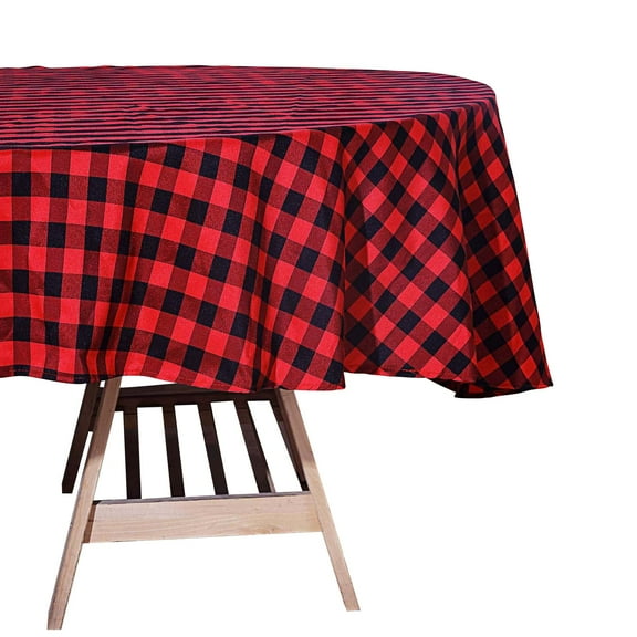 Efavormart Perfect Picnic Inspired Black/Red Checkered 70" Round Polyester Tablecloths For Party Event Decor