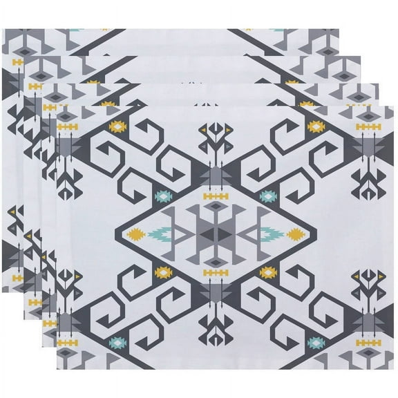 Simply Daisy 18" x 14" Jodhpur Medallion 2 Geometric Print Placemats, Set of 4