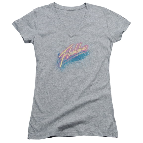 Flashdance Spray Logo Junior Women's V-Neck T-Shirt Athletic Heather