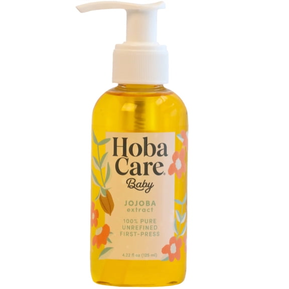 HobaCare Baby Jojoba Oil, 4.2 oz. (125 mL) – Pure Jojoba for Face, Body, & Hair – Suitable for All Skin Types – 100% Pure Cold-Pressed Jojoba Oil