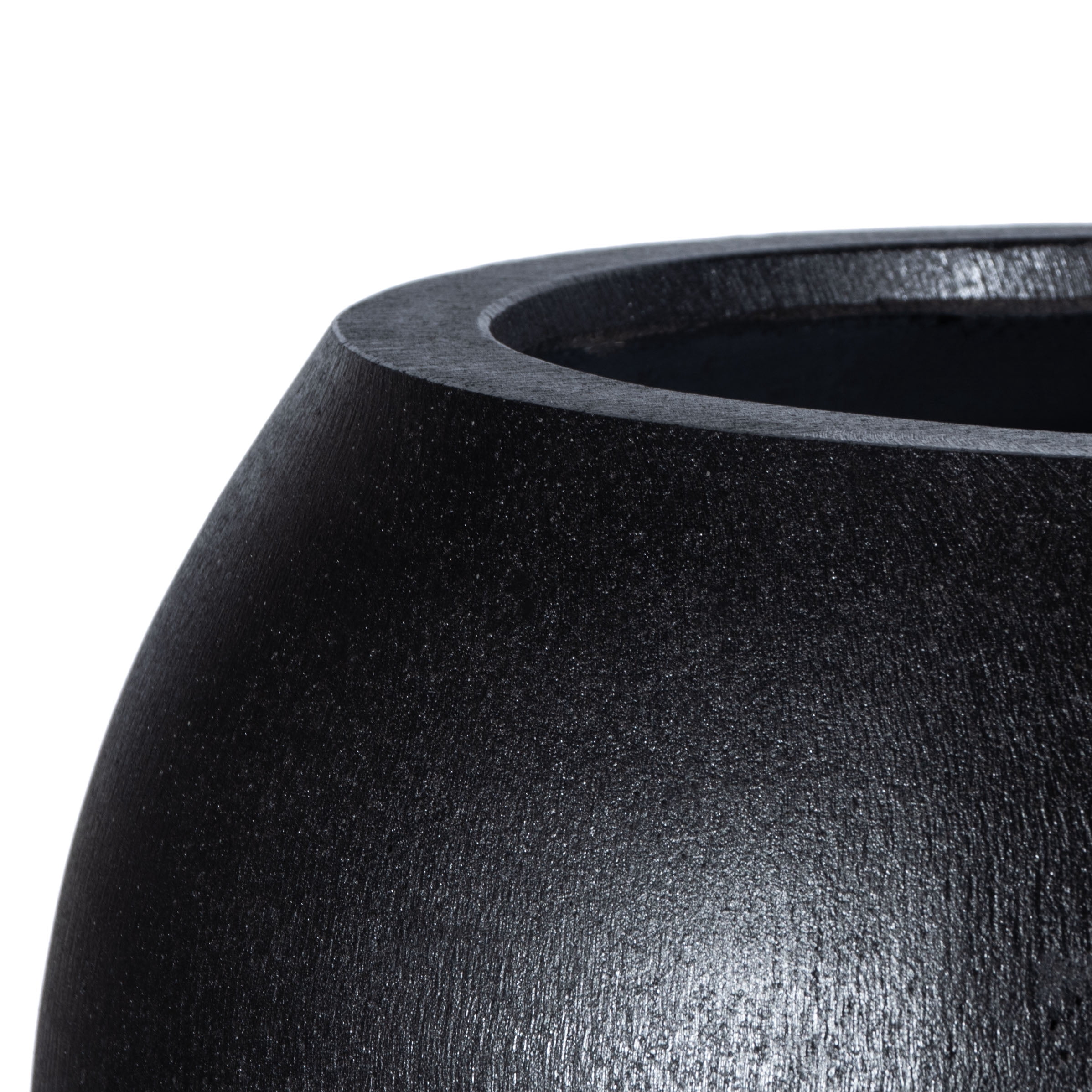 Safavieh Kenslia 24" x 24" x 20" Round Black Concrete Ficonstone Contemporary Plant Planter with Weather-Resistant