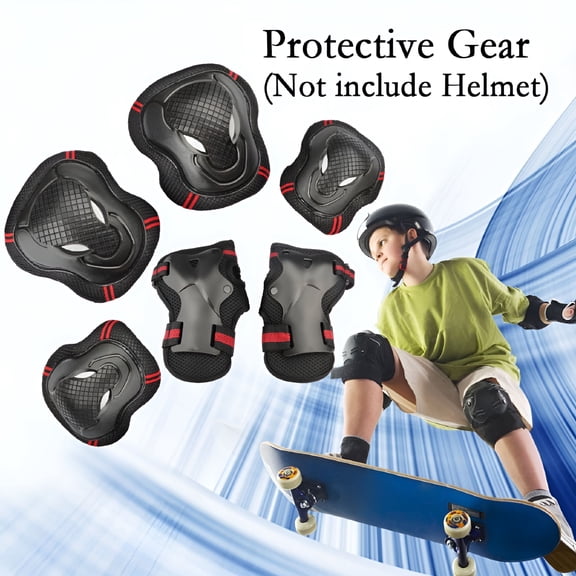 BESTSKY Kid's Children's Adults Teens 6PCS Wrist Elbow Knee Pads Safety Skateboard Roller Cycling Blading for Bicycle Gear Guard Inline Skating, Skateboard, Scooter