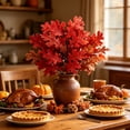 thumbnail image 6 of 2 Pcs Artificial Maple Leaves Branches Fall Flowers 13 Inch Fake Autumn Foliage Branches for Home Kitchen Farmhouse Vase Thanksgiving Table Centerpieces Party Halloween Decor(Red), 6 of 6
