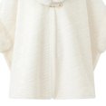 thumbnail image 3 of UTSJKR Women Large Faux Fur Collar Cape Coat Textured Fabric Buckle Fasten Loose Poncho Jacket for Winter Daily Look White, 3 of 4