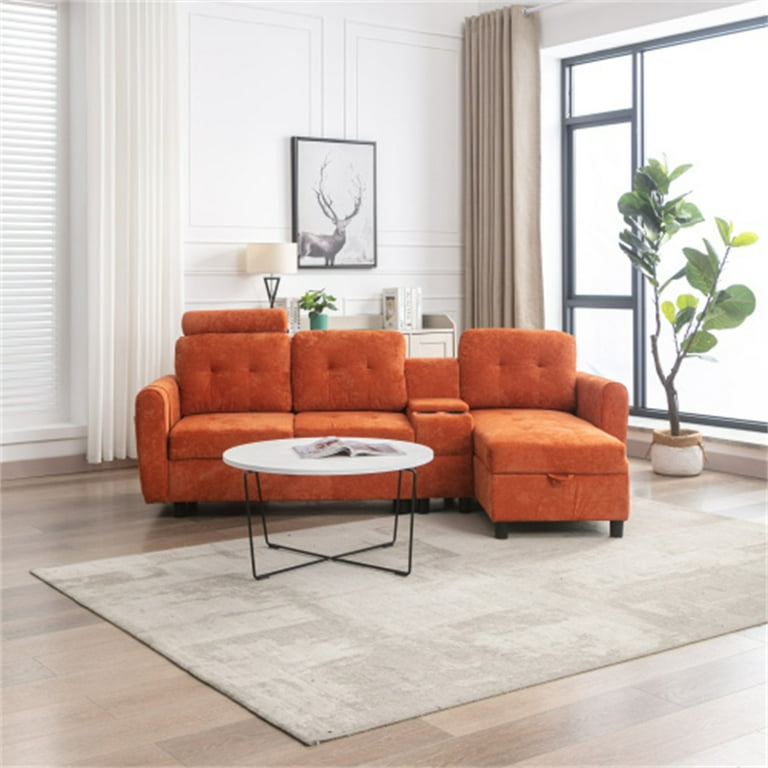 Orange sectional with chaise outlet