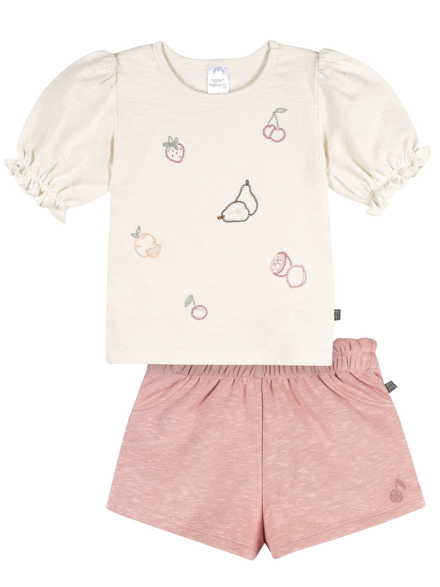 Modern Moments by Gerber Toddler Girl Organic Top and Short Outfit Set Set, 2-Piece, Sizes 12 Months - 5T