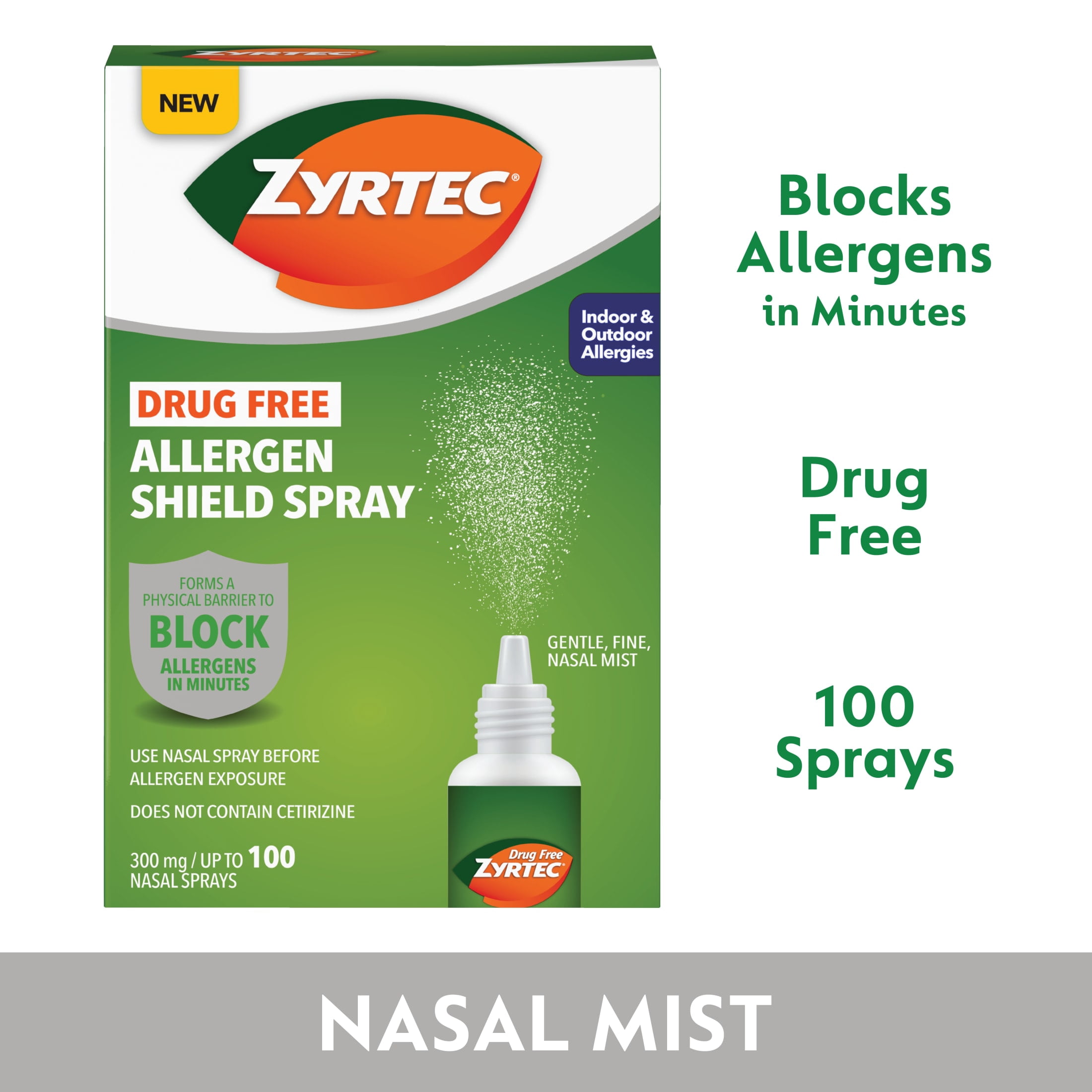 Zyrtec Allergen Shield Spray, allergen defense nasal spray, up to 100 Sprays, 300mg