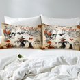 thumbnail image 2 of Halloween Sheets Skeleton Skulls Black Cat Decor Bed Sheets Set Halloween Castle Pumpkin Scarecrow Sheet Set Flowers Butterfly Bat Gothic Decor Bedding Set With 2 Pillowcases, Queen, 2 of 6
