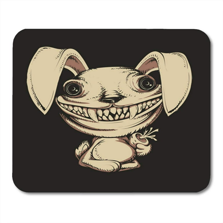 SIDONKU Cartoon Scary Rabbit Bunny Character Crazy Demon Face Mousepad  Mouse Pad Mouse Mat 9x10 inch