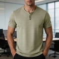 thumbnail image 2 of PNTUTB Summer Tops for Men Button-Down V-Neck T-Shirt Solid-Color Casual Loose Comfortable Breathable Versatile Short-Sleeve T-Shirts, 2 of 7