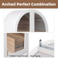 thumbnail image 5 of LUMAMIN Arched Pantry Cabinet, 71" Farmhouse Kitchen Pantry Storage Cabinet with Door Shelves, Adjustable Shelves, Hidden Drawer & Glass Door, White, 5 of 10