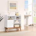 thumbnail image 7 of Primary Living Space Cabinets Colorblocking Storage Cabinet with Solid Wood Base & feet, Floor Cabinet for Bedroom Living Room Nursery Home Office Reception Entrance, Bookcases for , Bathroom, 7 of 7