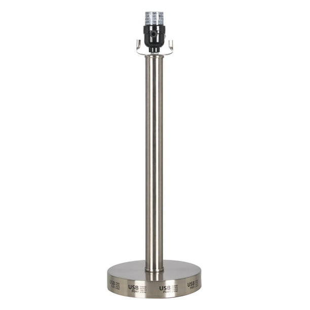 Mainstays Chrome 18.75" USB Column Table Lamp Base