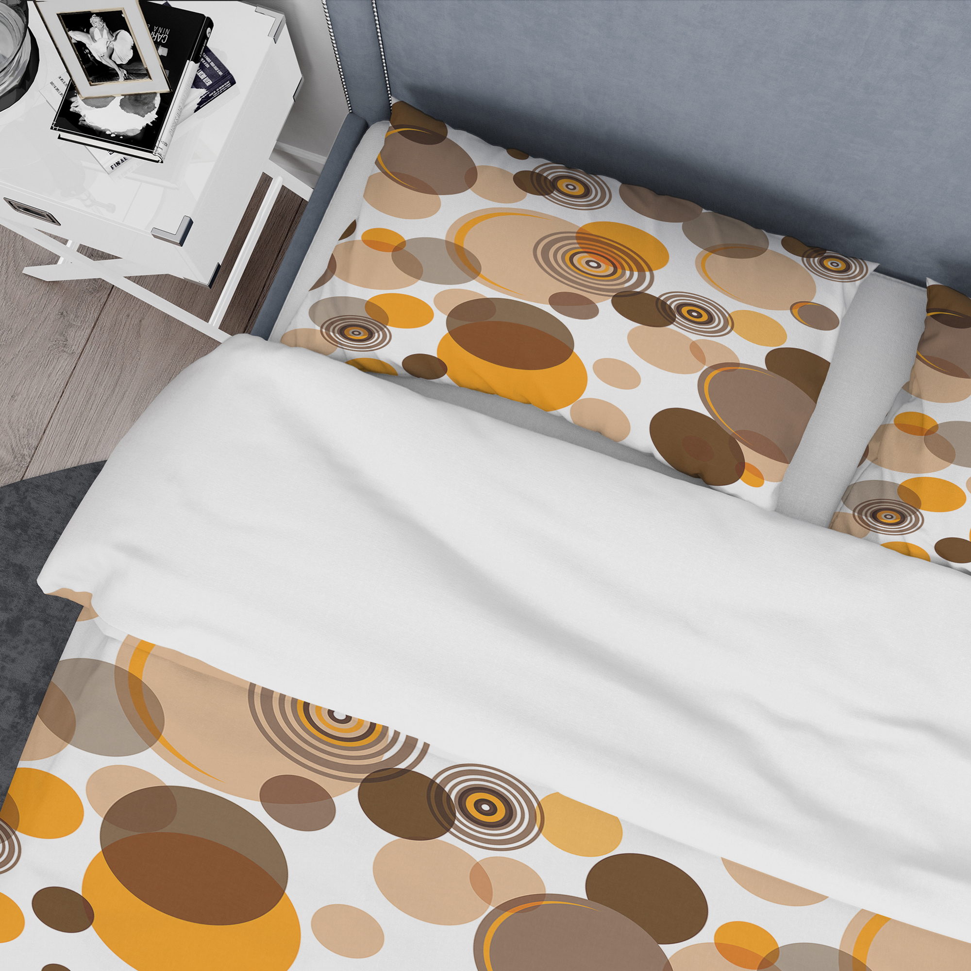 Designart 'Orange and brown retro circles' Vintage Duvet Cover Set