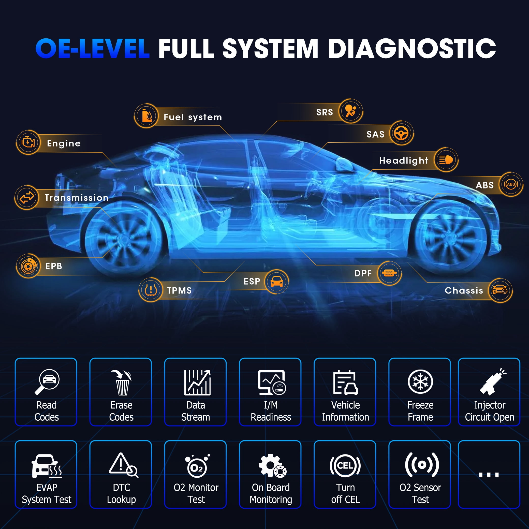 ANCEL V6 PRO Advanced Car Bi-directional Control Active Test Tool OBD2 Scanner for All Systems 25+ Reset Functions Automotive Diagnostic Scanner Car Code Reader Car Scanner EOBD OBD Scan Tool