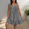 thumbnail image 5 of Wiyuqeen Plus Size Dresses for Women Scoop Neck Sleeveless Sundress Solid Ruffle A Line Dresses Swing Flowy Knee Length Dress for Beach Holiday, 5 of 8