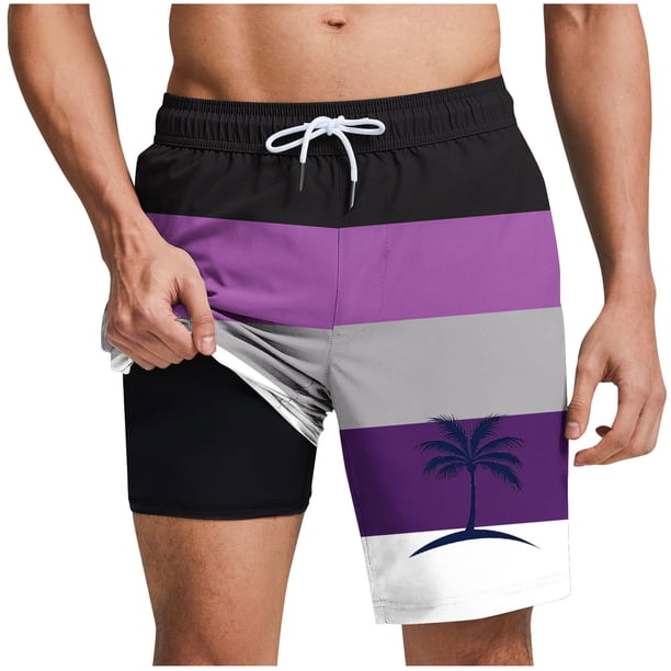 Pantalones Cortos Casuales para Hombre Imprimir con Bolsillos Pantalones de Playa de Cintura Elástica, Pantalones Cortos de Cintura Elástica para Hombre