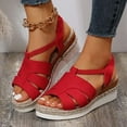 thumbnail image 6 of AXXD Wedge Sandals for Women Summer Fish Mouth Sandals Open Toe Suede Sequin Roman Sandals, 6 of 8
