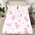 thumbnail image 2 of Manfei Kawaii Pink Kitten Twin Sheet Sets for Kids, Cute Cartoon Cat Animal Twin Fitted Sheet, Musical Note Melody Flat Sheet, Lightweight Room Decor, 3pcs, 2 of 7