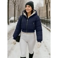 thumbnail image 3 of Women Premium Midweight Puffer Jacket Navy Blue Water-Repellant Insulated-XXL, 3 of 9