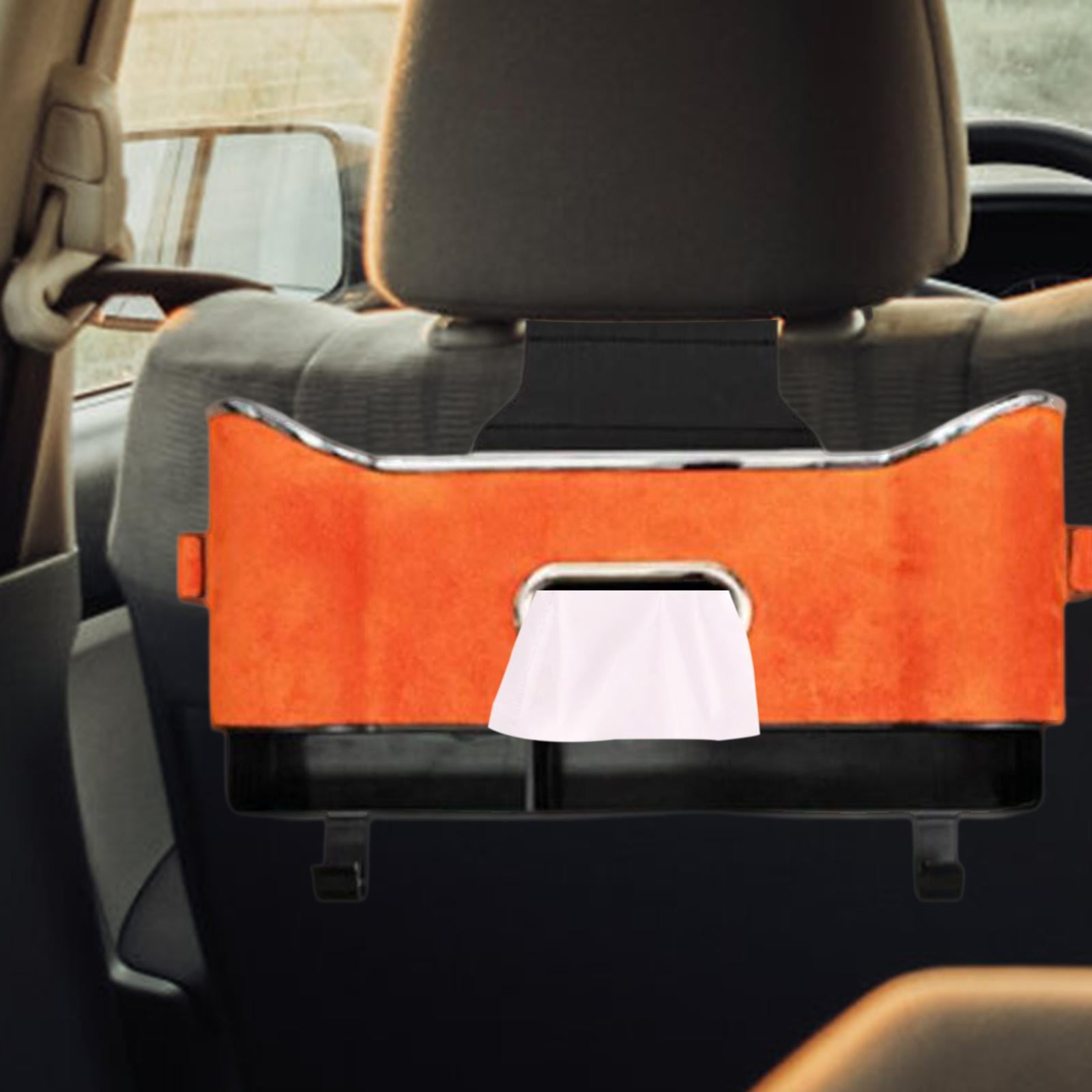 Tongina Car Rear Seat Storage Box Cup Holder Sturdy 13.3x3x6.6inch Car Travel Accessories Versatile for Kids Adults Tissue Box Cover Orange