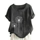 thumbnail image 1 of Blusa informal de cuello redondo para mujer, blusa suelta con estampado de manga corta Pompotops hfajkhk129148, 1 of 6