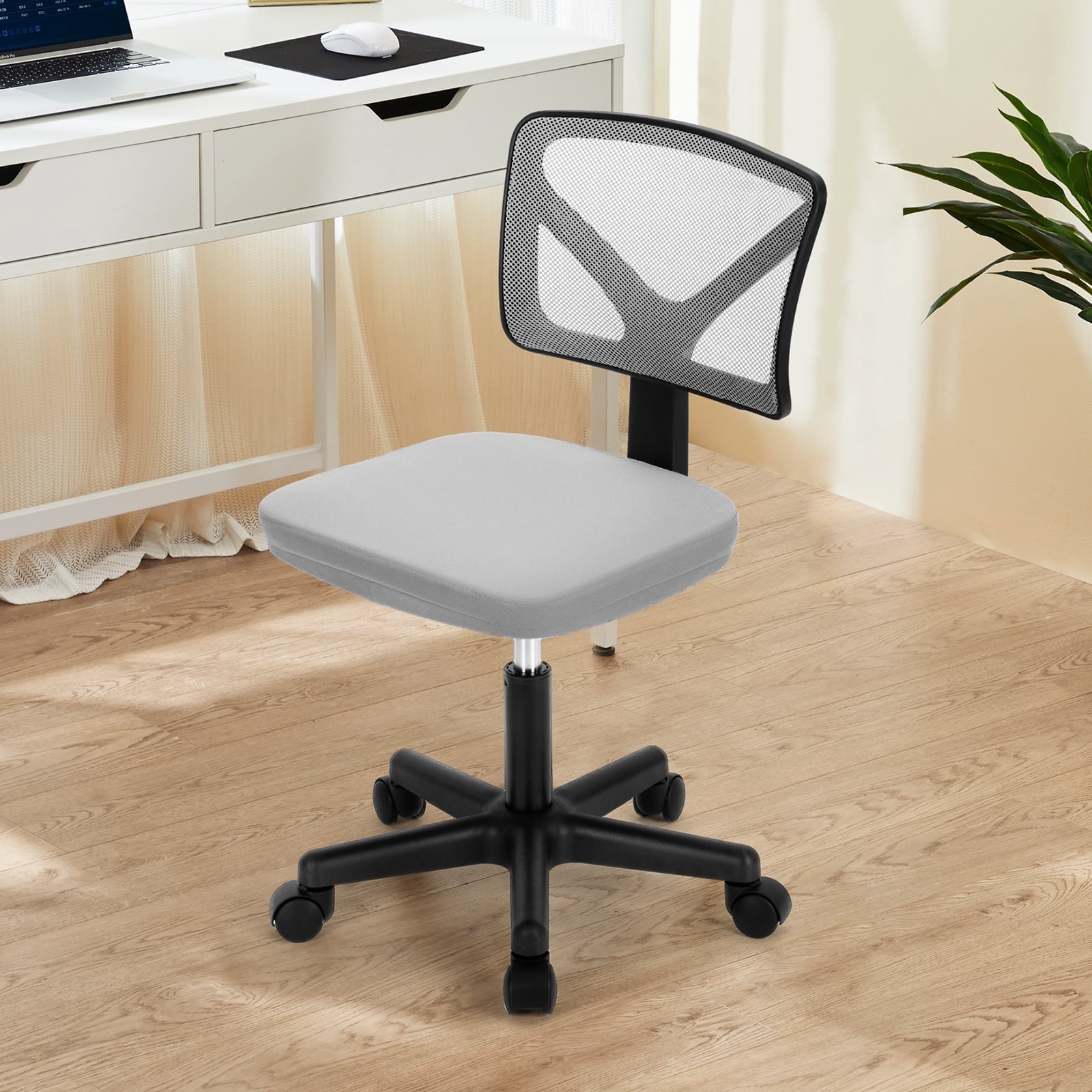 CONCETTA Armless Office Computer Desk Chair, Ergonomic Low-Back Mesh Rolling Work Swivel Chairs with Wheels, Gray