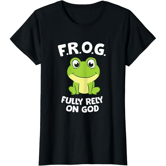 Cute Frog Fully Rely On God Christian Frog T-Shirt