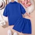 thumbnail image 4 of REDARER Kids 2-Piece Outfit, Textured Short Sleeve Shirt & Shorts, Casual Summer Set for Boys Girls Teens,10-11 Years, 4 of 7